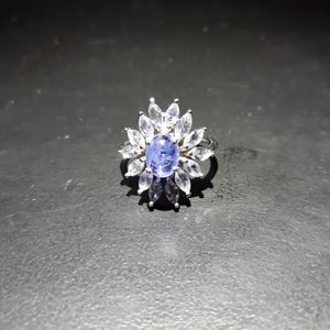 Natural Tanzanite Sunburst Ring K10